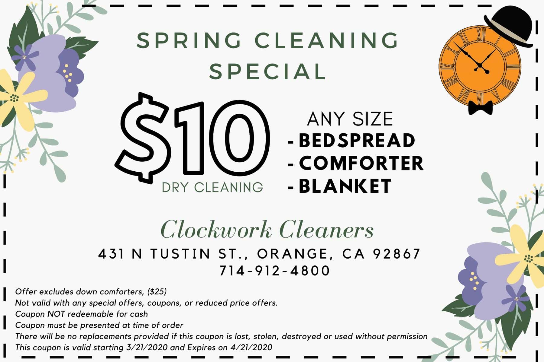 Dry Cleaning Coupons Dry Cleaner Orange County Clockwork Cleaners